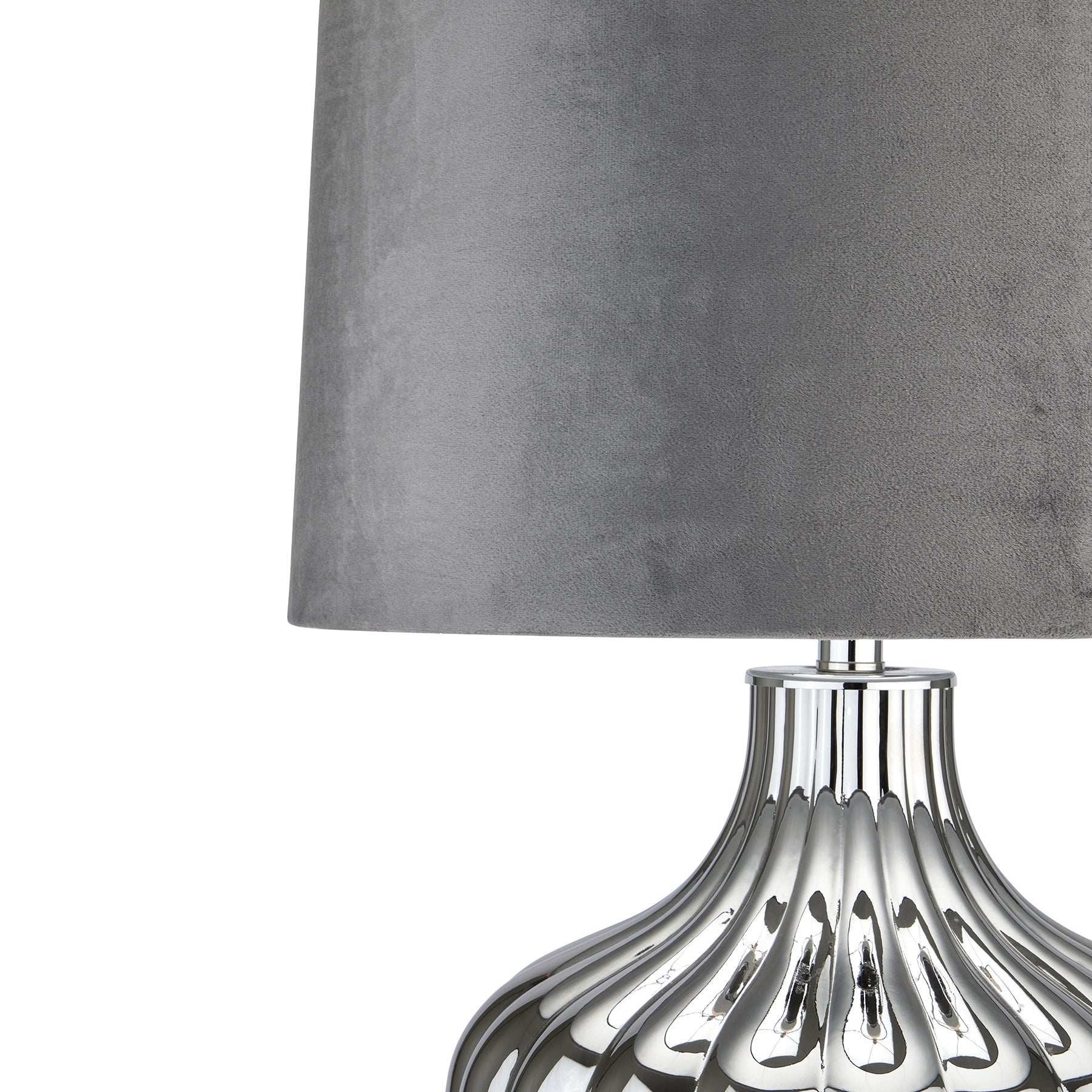 Large Silver Moonshine Table Lamp With Mid Grey Lampshade