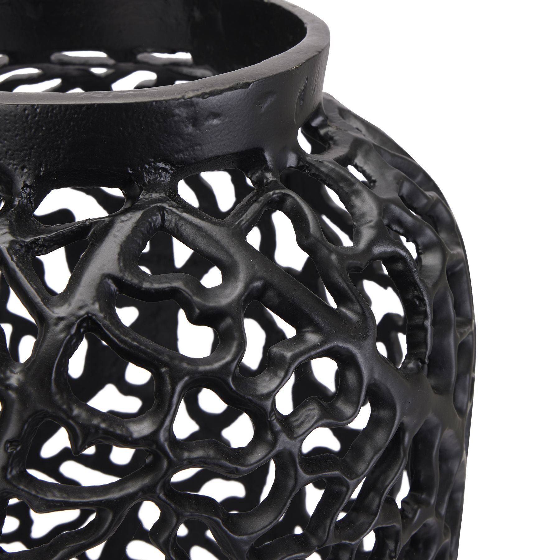 Black Cast Lattice Large Vase