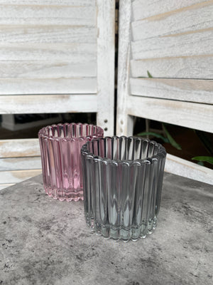 Grey Glass Candle Holder
