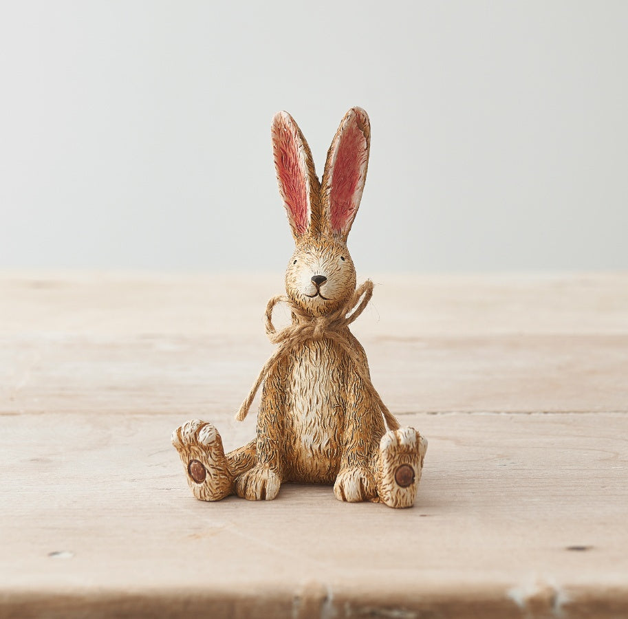 Sitting Rabbit With Jute Bow