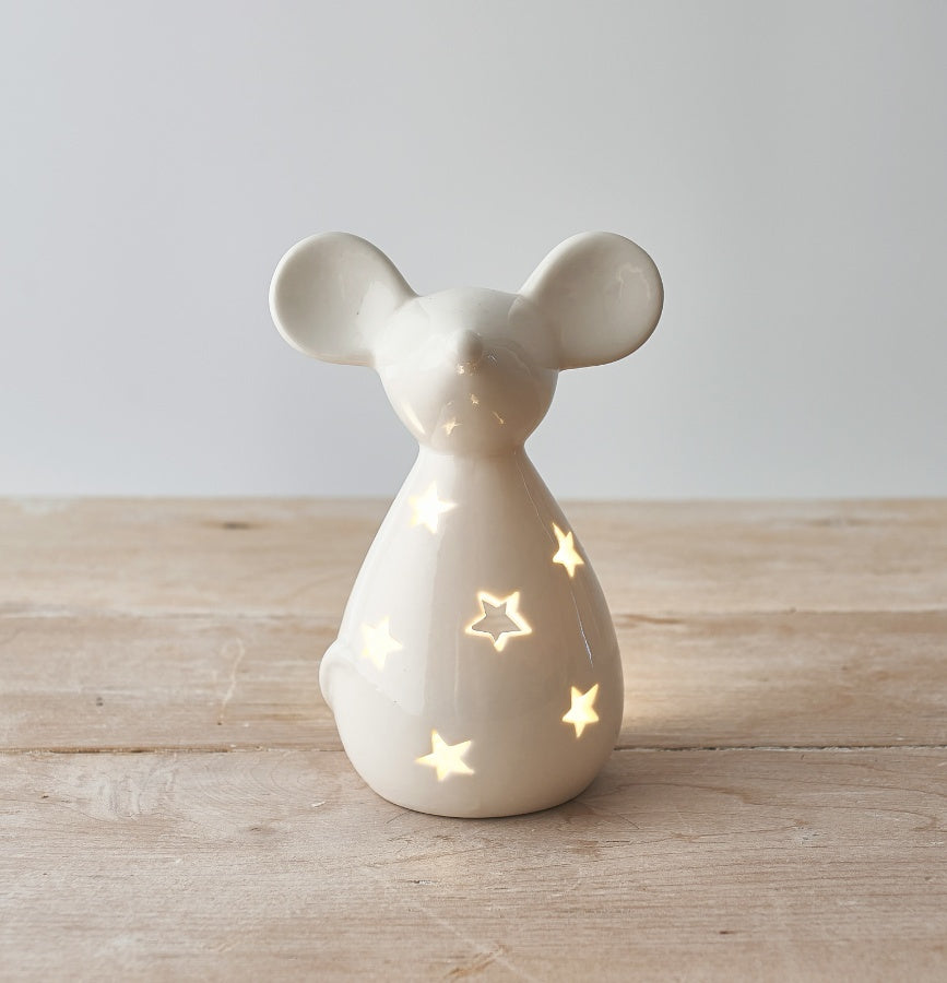 White Ceramic Mouse Tlight Holder