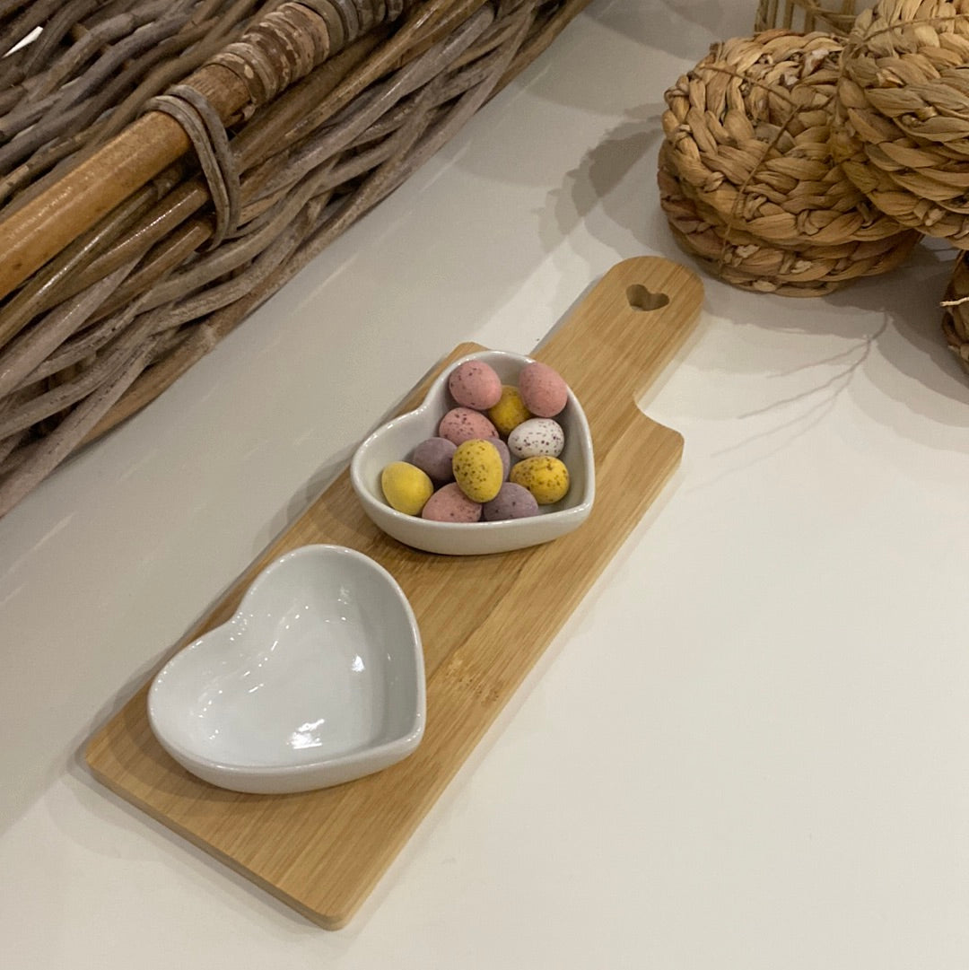 Wooden Heart Snacking Tray