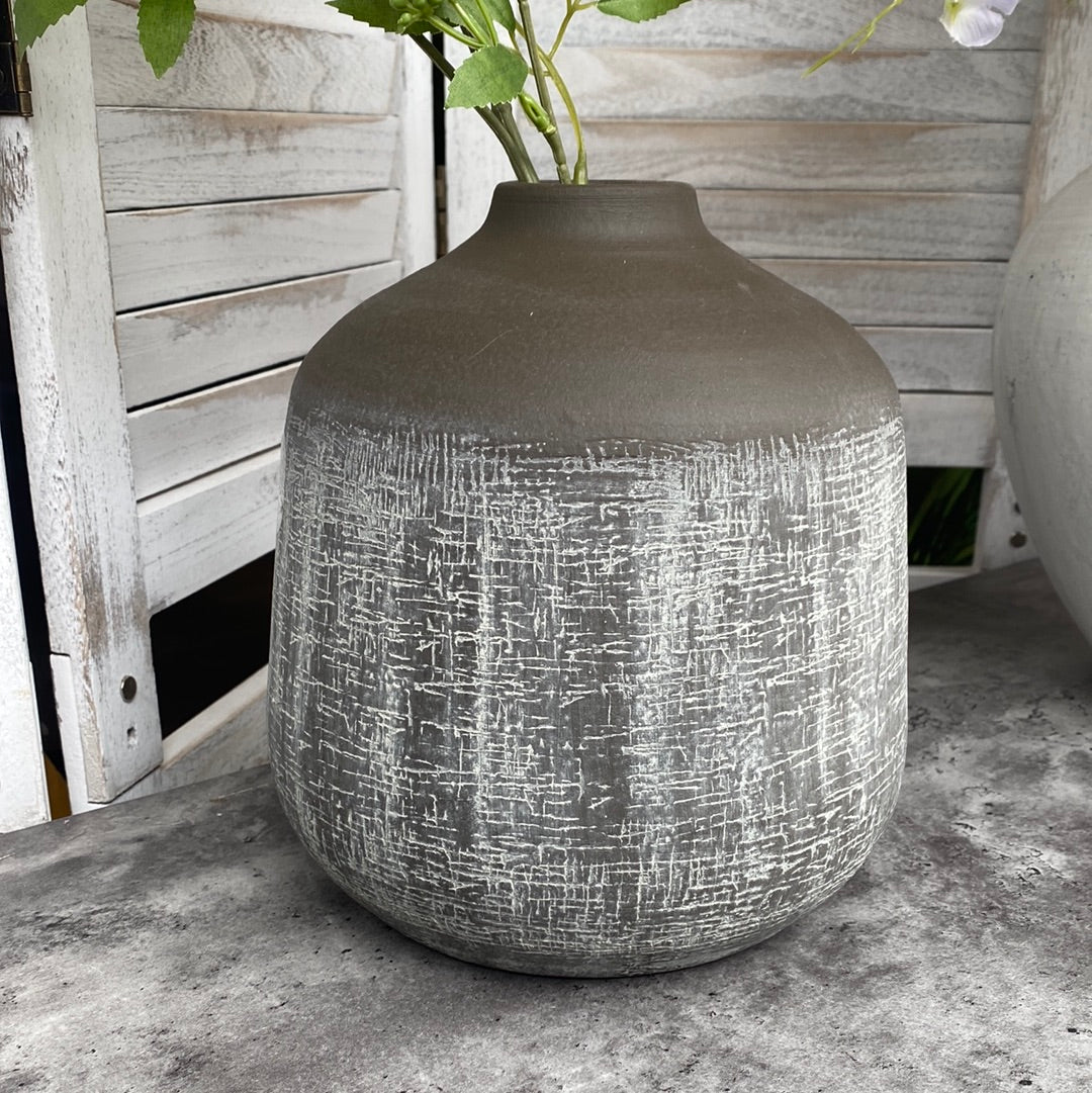 Distressed Charcoal Vase