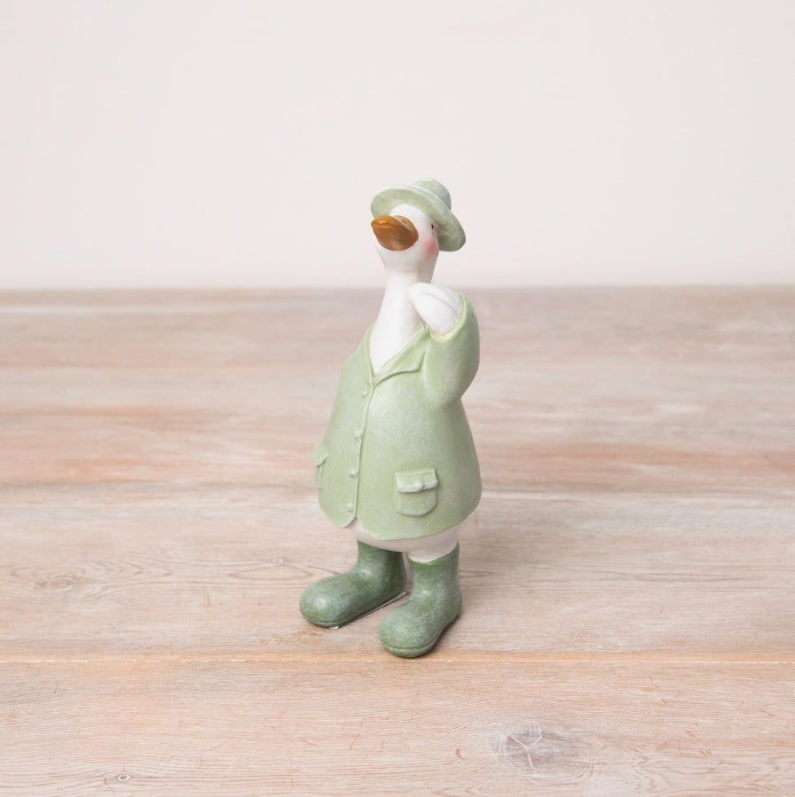 Green Standing Duck Figure