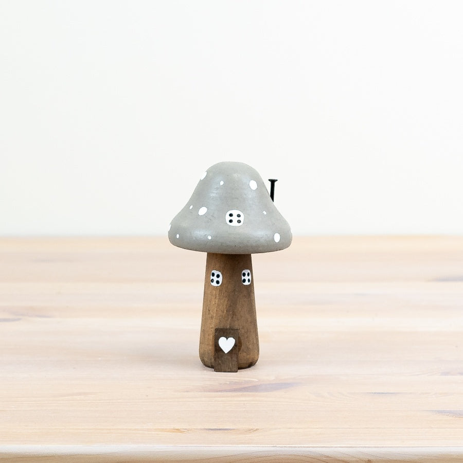 Wooden Mushroom House Grey