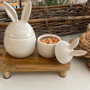 White Speckled Bunny Pot Small