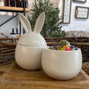 White Speckled Bunny Pot Large