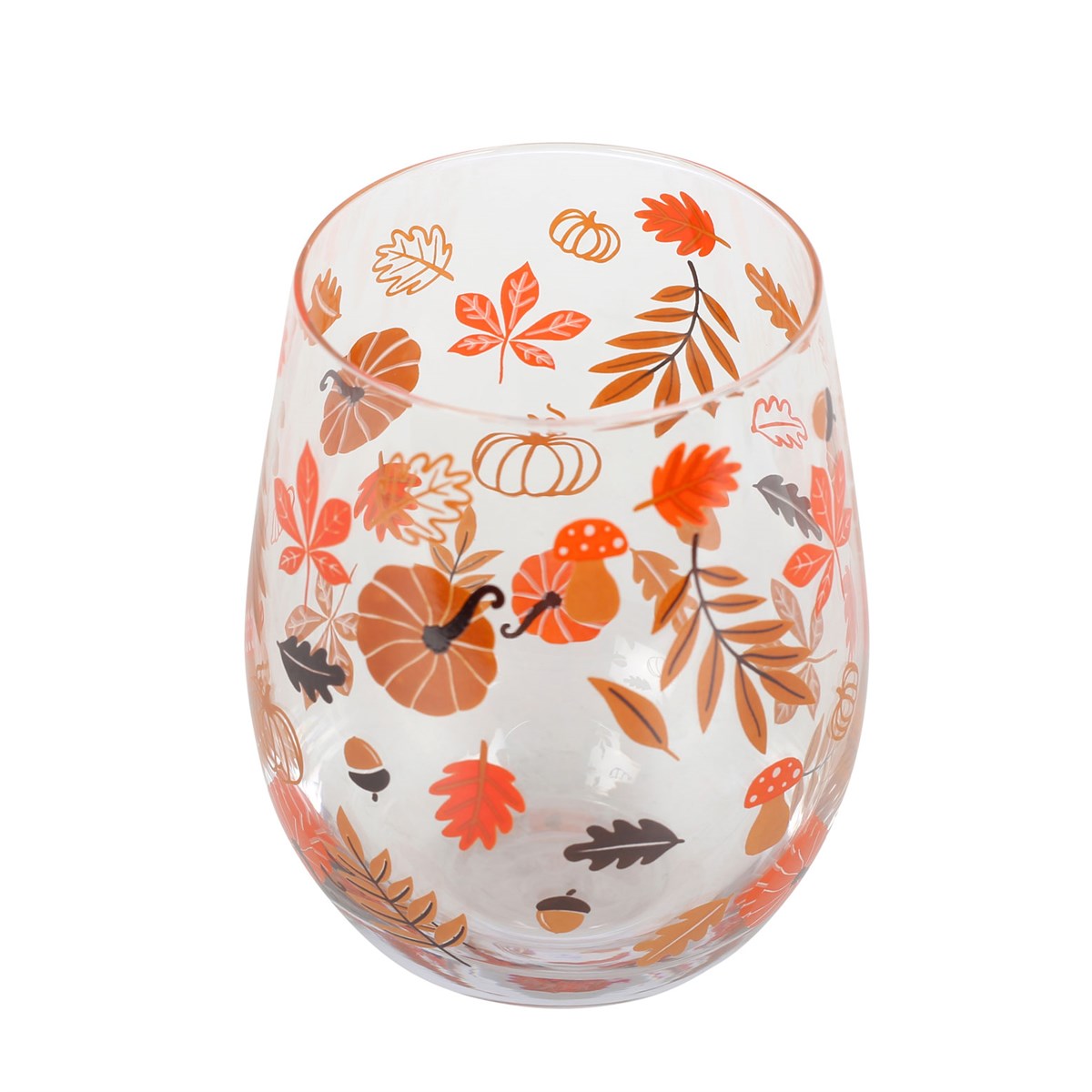 Autumn Leaves Stemless Glass