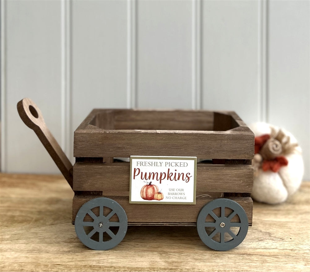 Wooden Pumpkin Cart Novelty Ornament