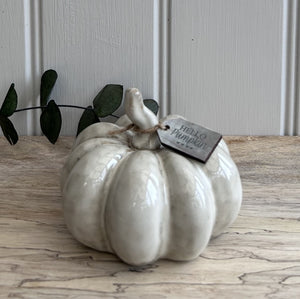 Small Ceramic Pumpkin With Tag