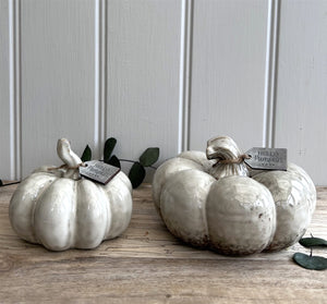 Small Ceramic Pumpkin With Tag