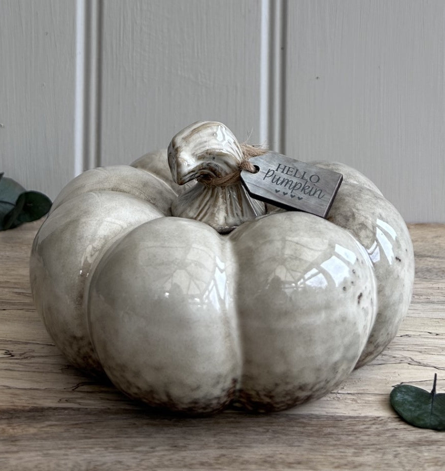 Large Ceramic Pumpkin With Tag