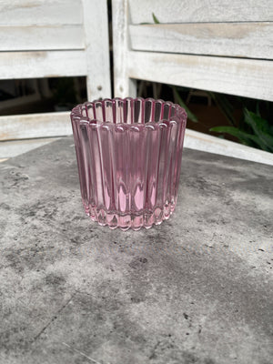 Pink Glass Candle Holder