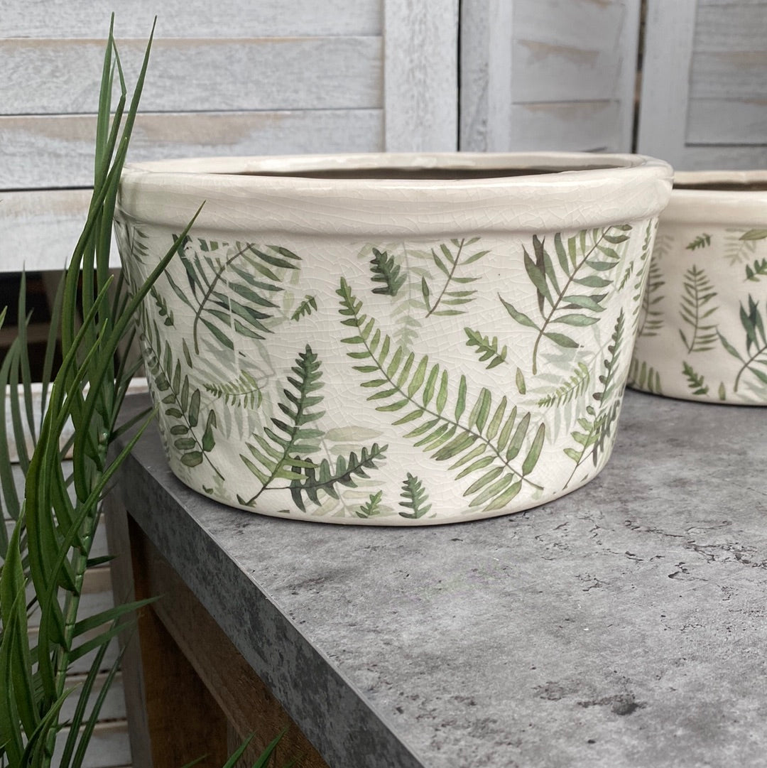 Large Planter with Fern Detail,