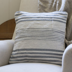 Chunky Cotton Cushion Striped Grey