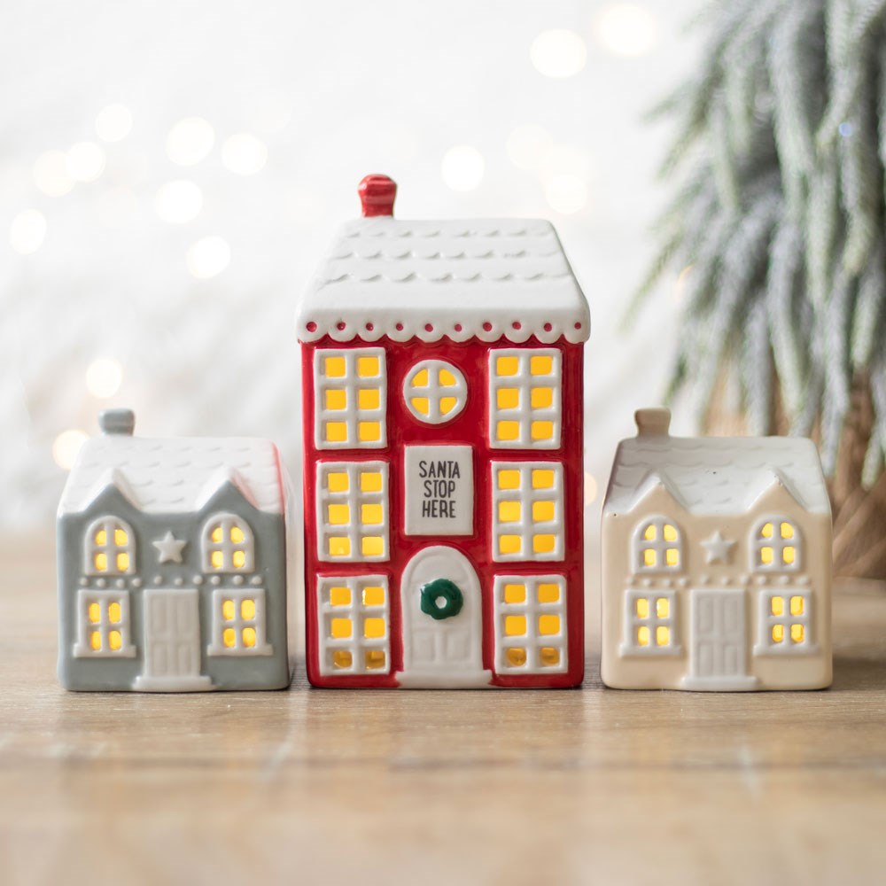 Set Of 3 Light Up Houses