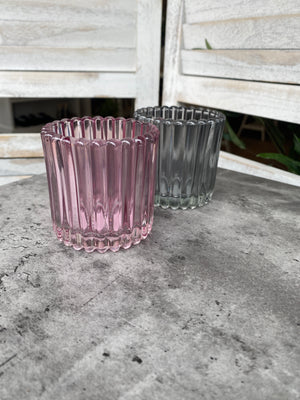 Pink Glass Candle Holder