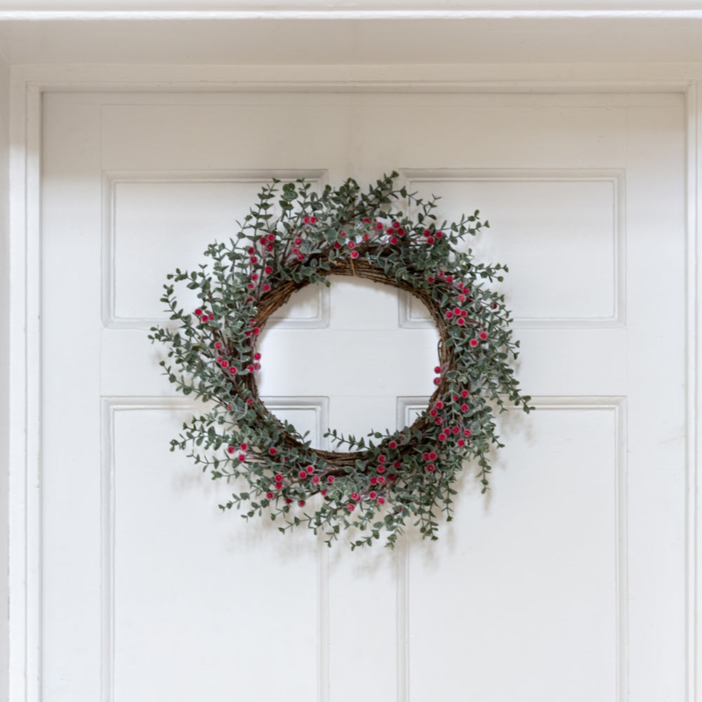 Frosted Winter Red Berry Wreath