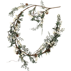 White Berry Garland with Frosted Leaves