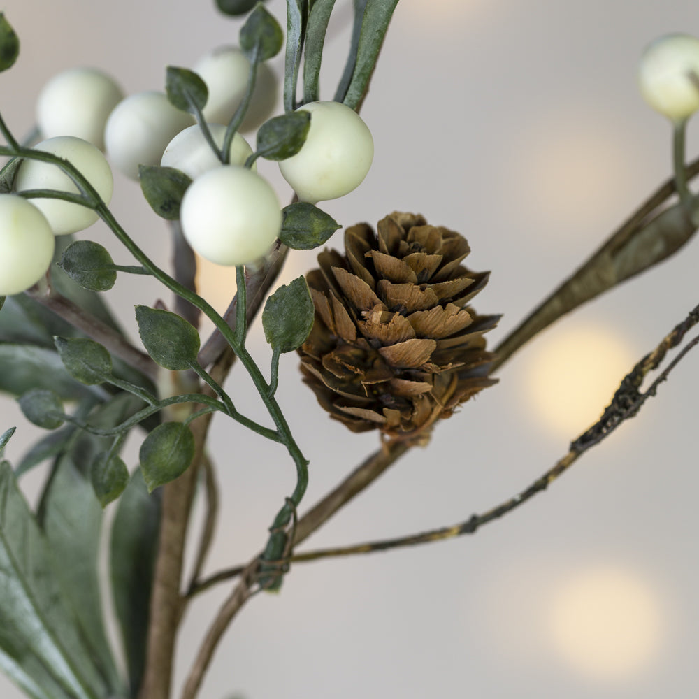 White Berry Garland with Frosted Leaves