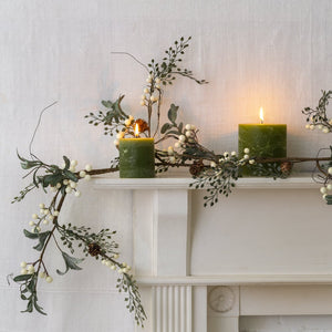 White Berry Garland with Frosted Leaves