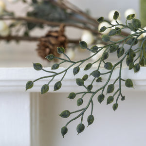 White Berry Garland with Frosted Leaves