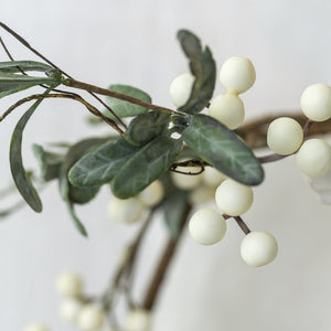 White Berry Garland with Frosted Leaves