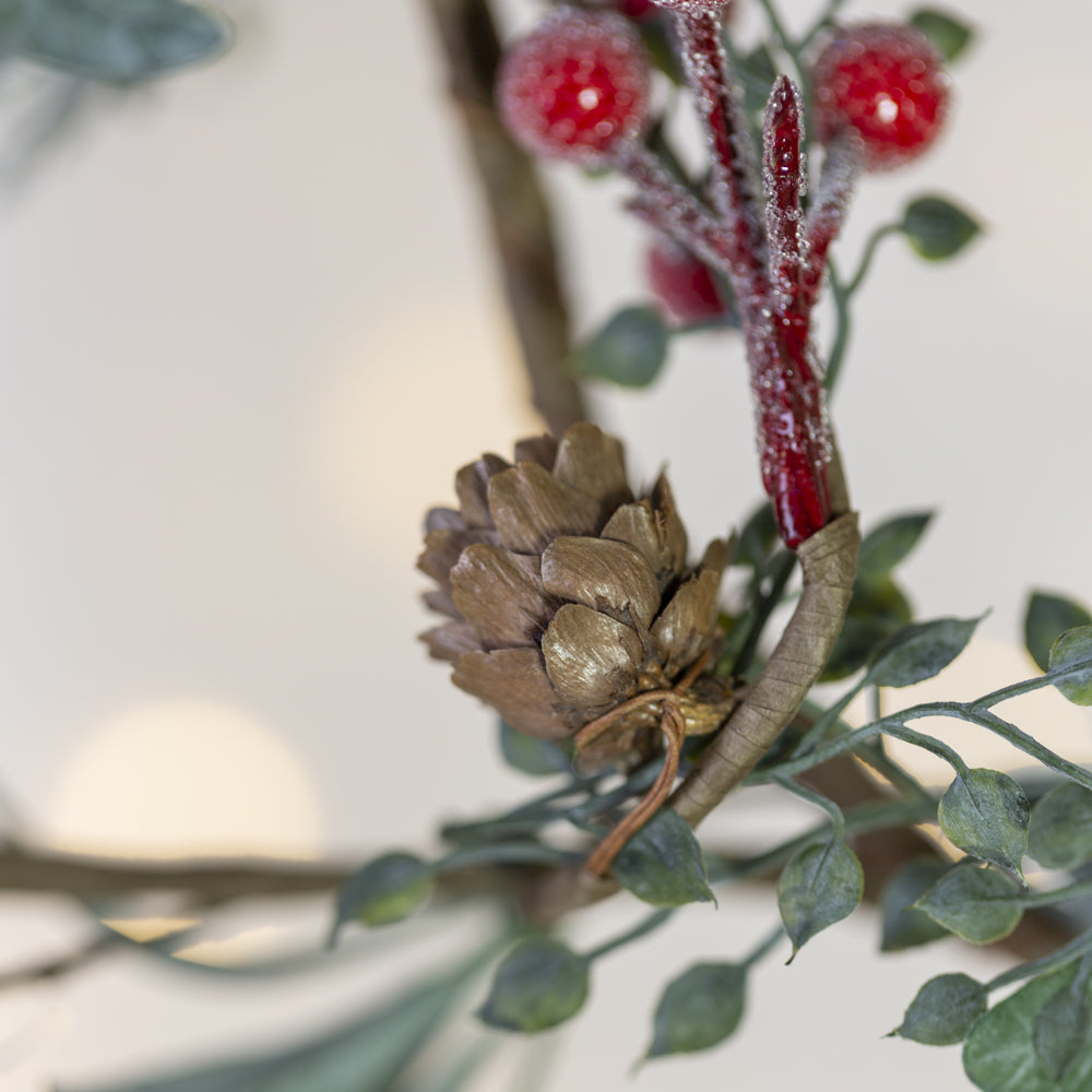 Iced Red Berry Garland with Frosted Leaves