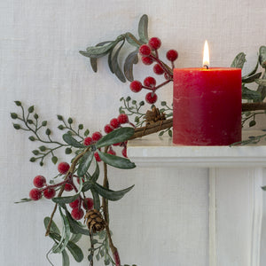 Iced Red Berry Garland with Frosted Leaves