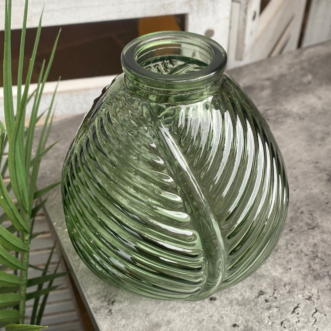 Leaf Print Green Vase