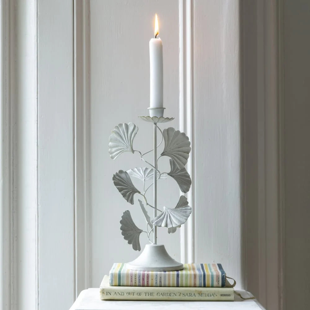 Ginkgo Candleholder Antique White