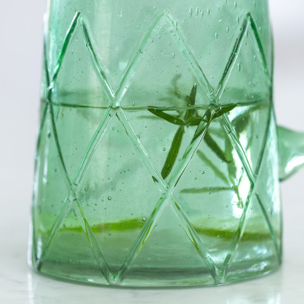 Recycled Bubble Glass Jug Sea Green