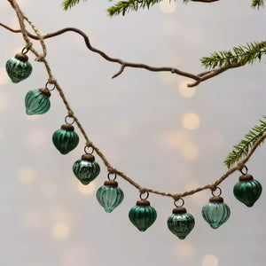 Green Bauble Garland on Jute Rope