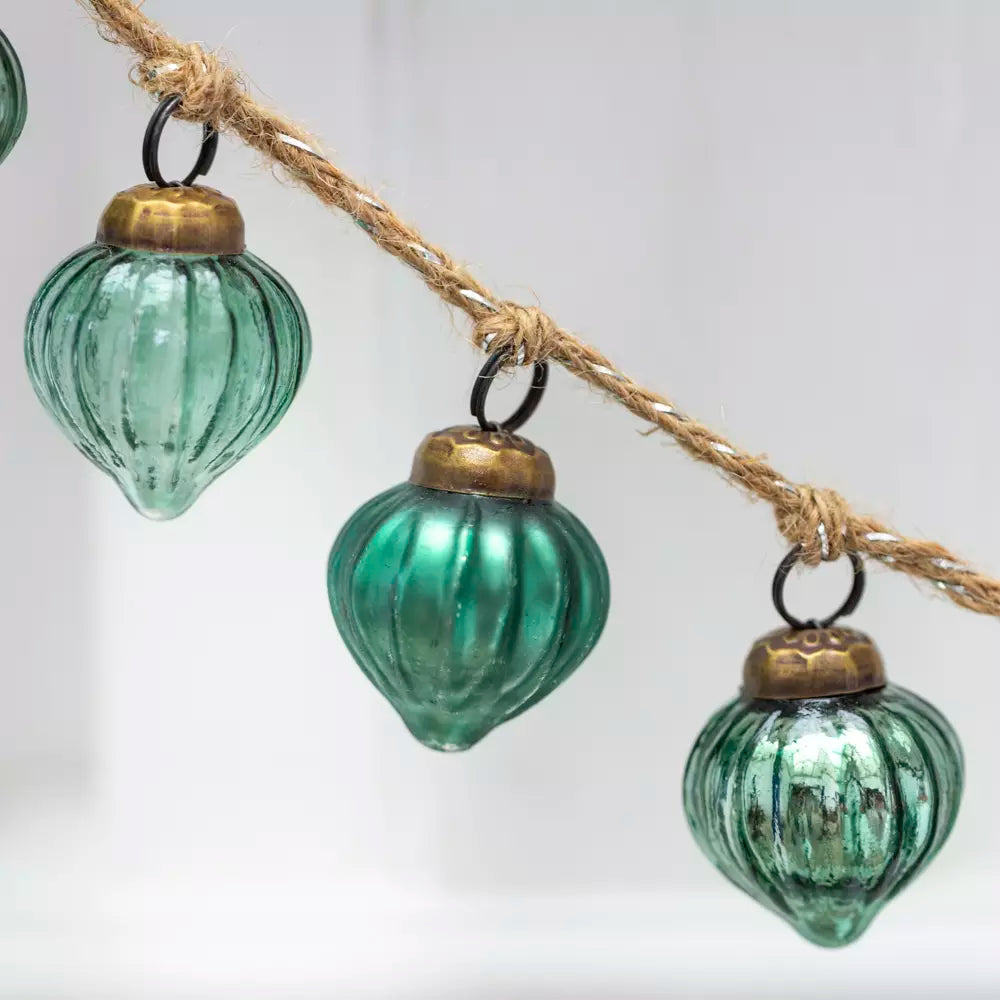 Green Bauble Garland on Jute Rope