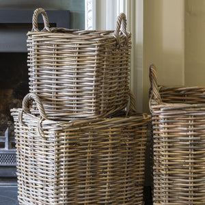 Square Kubu Log Baskets Set of 3