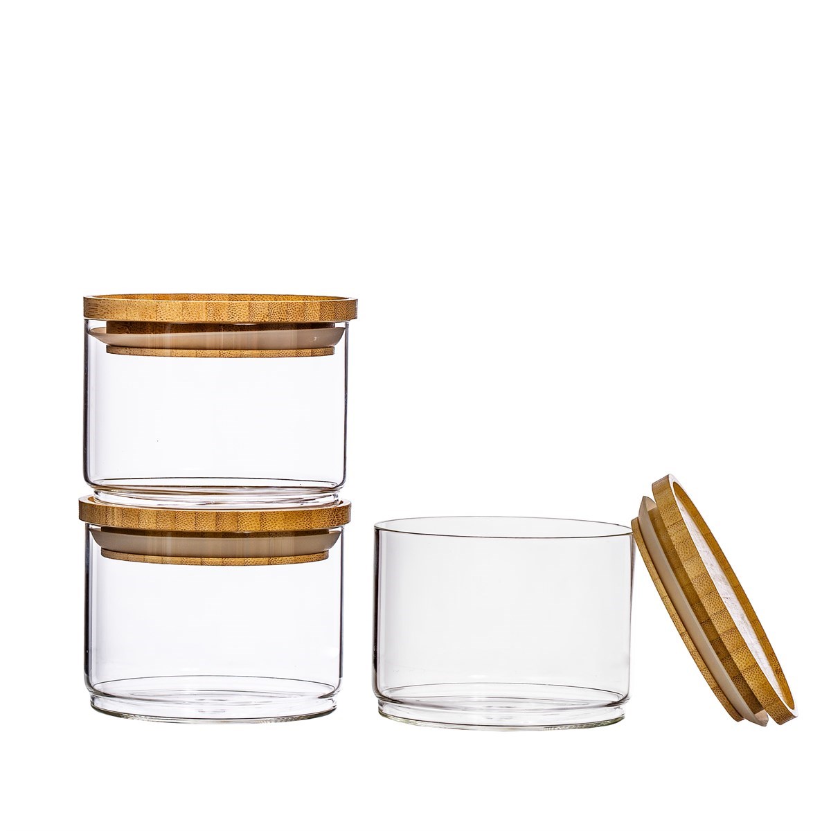 Stacking Glass Storage Jars - Set Of 3