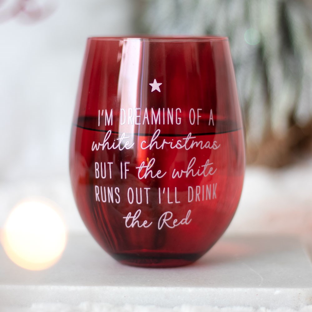 White Christmas Stemless Glass