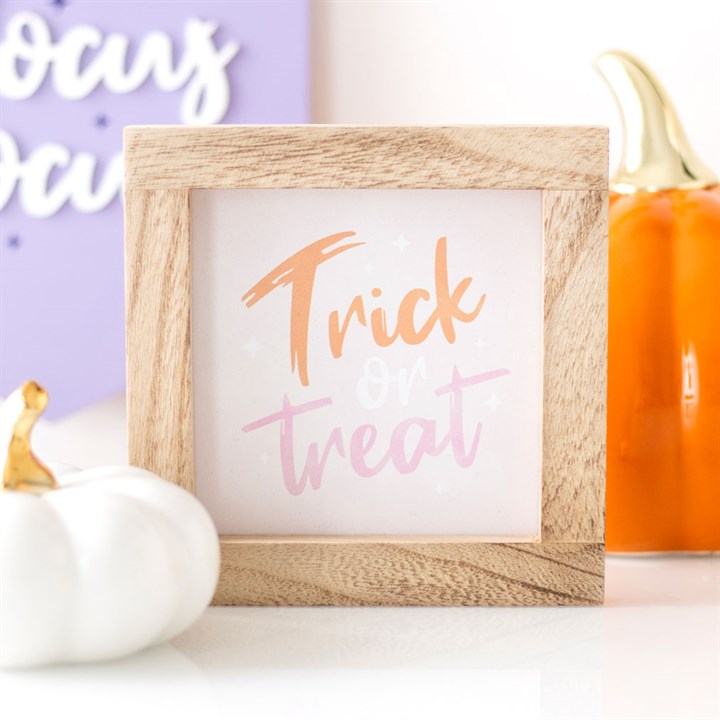 Trick Or Treat Wooden Framed Sign