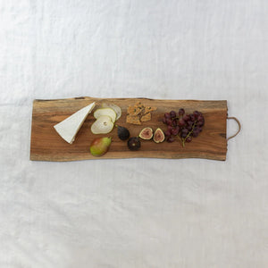 Live Edge Serving Board with Leather Handle Large