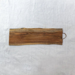 Live Edge Serving Board with Leather Handle Large