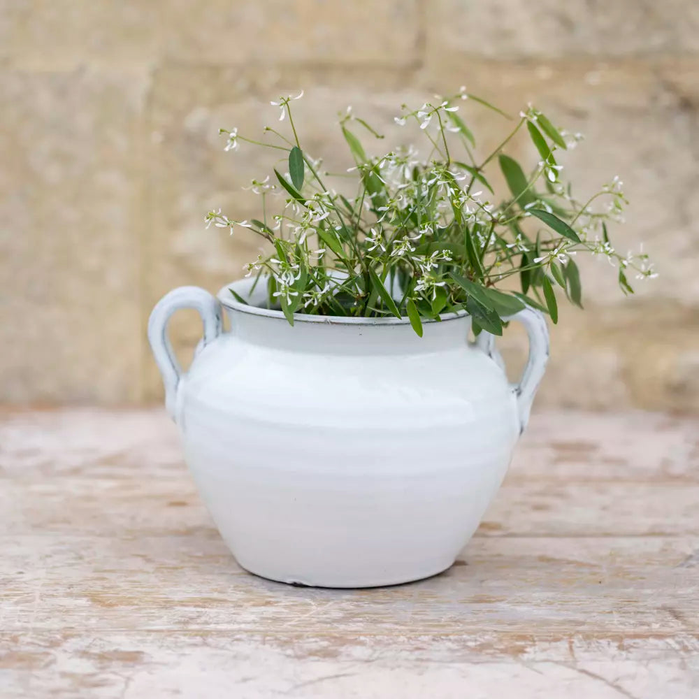 Glazed Vase With Handles White