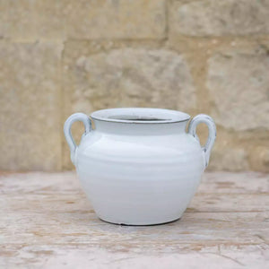 Glazed Vase With Handles White