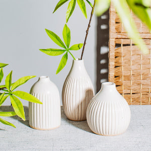 Grooved Bud Vases - Set Of 3