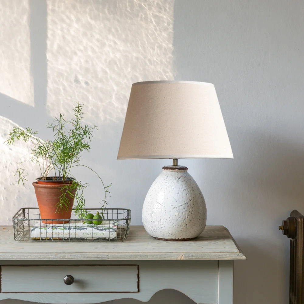 Stoneware Lamp Prima With Cream Shade