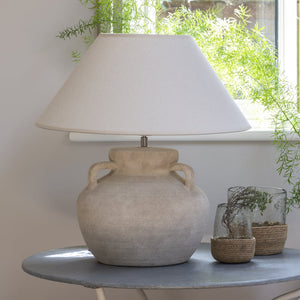 Stoneware Lamp Amphora with Cream Shade