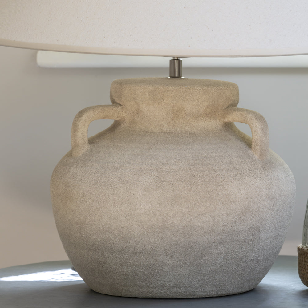 Stoneware Lamp Amphora with Cream Shade