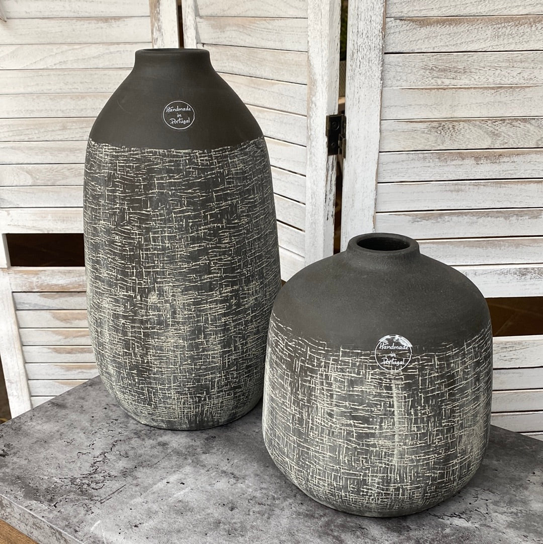 Handmade Dark Grey Terracotta Vase