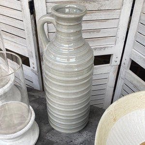 Large Grey Ribbed Vase