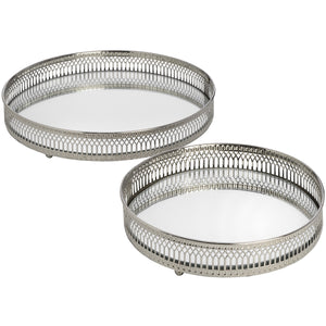 Set Of Two Circular Nickle Trays