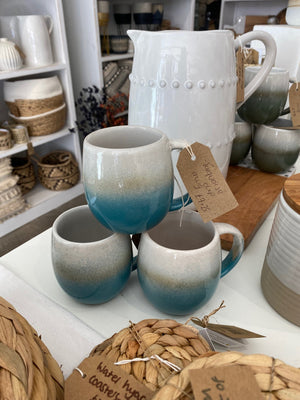 Dip Glazed Ombre Turquoise Mug